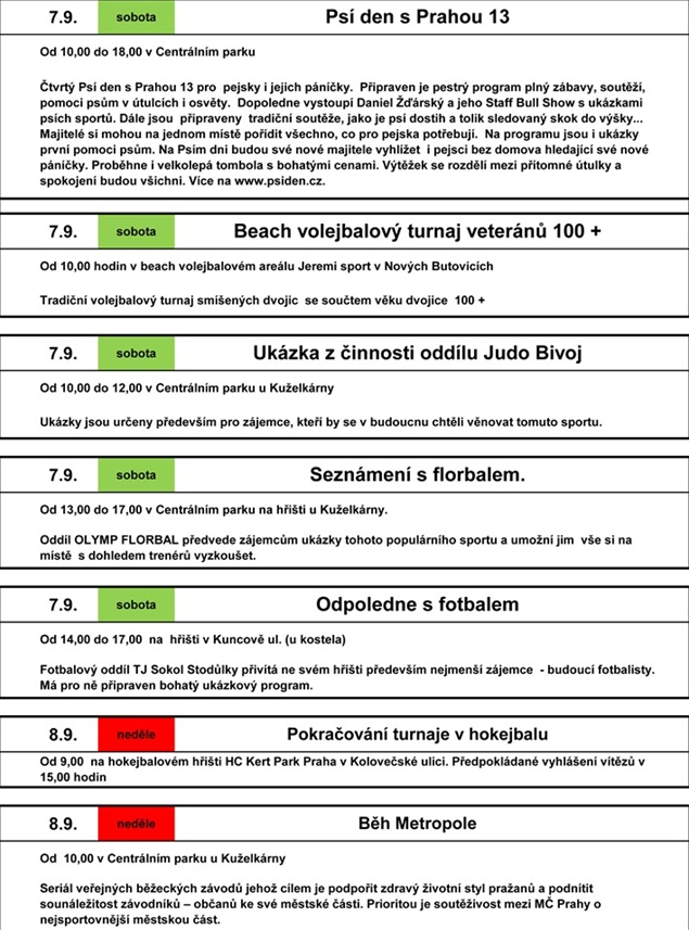 Kalendář festivalu 2019