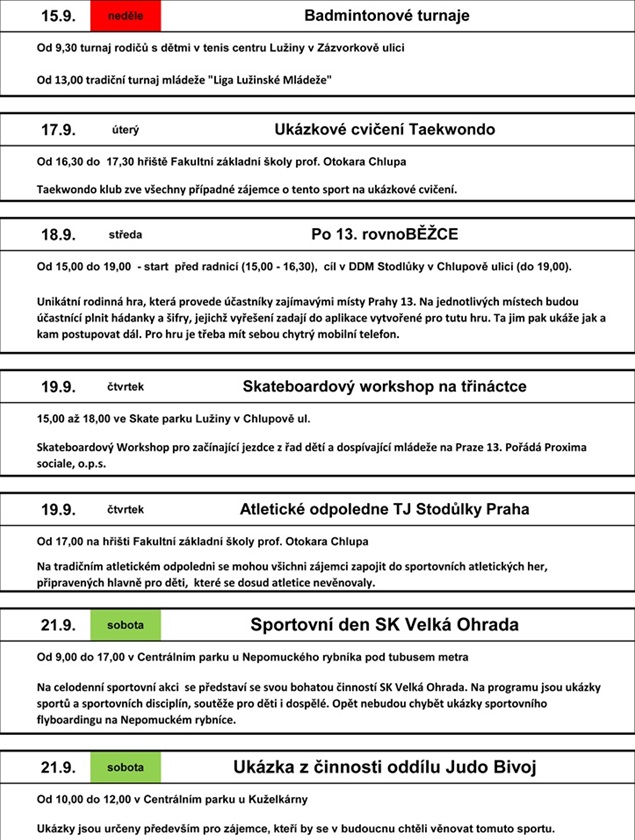 Kalendář festivalu 2019