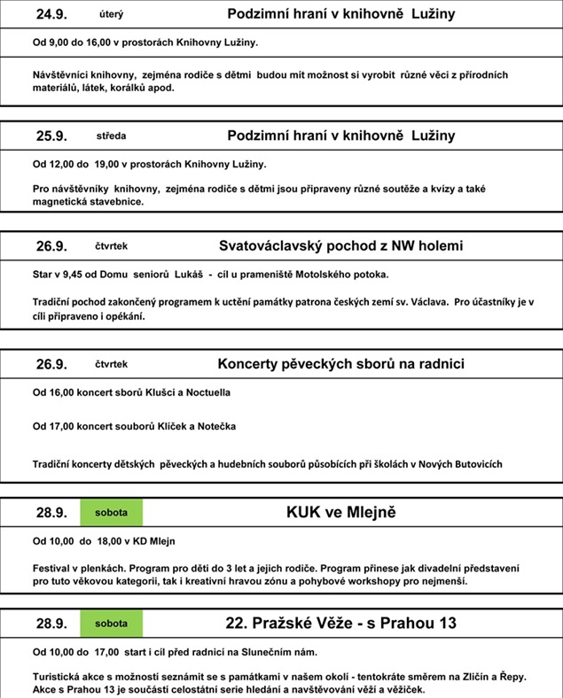 Kalendář festivalu 2019