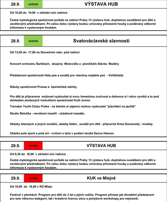 Kalendář festivalu 2019