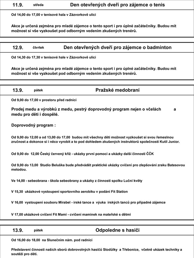 Kalendář festivalu 2019