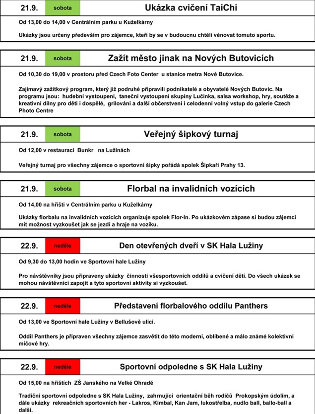 Kalendář festivalu 2019