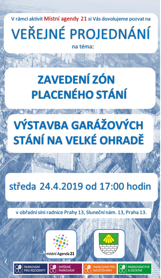 VEŘEJNÉ PROJEDNÁNÍ - ZAVEDENÍ ZÓN PLACENÉHO STÁNÍ, VÝSTAVBA GARÁŽOVÉHO STÁNÍ